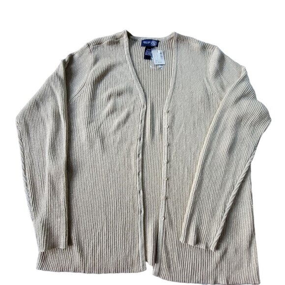 Venezia Jeans Womens Gold Ribbed Cardigan Sweater Size 22/24 NWT - Picture 1 of 13